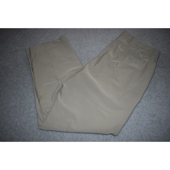 Footjoy Golf Pants Mens Size 36 x 32 Tan Performance Polyester Flat Front - Picture 5 of 6